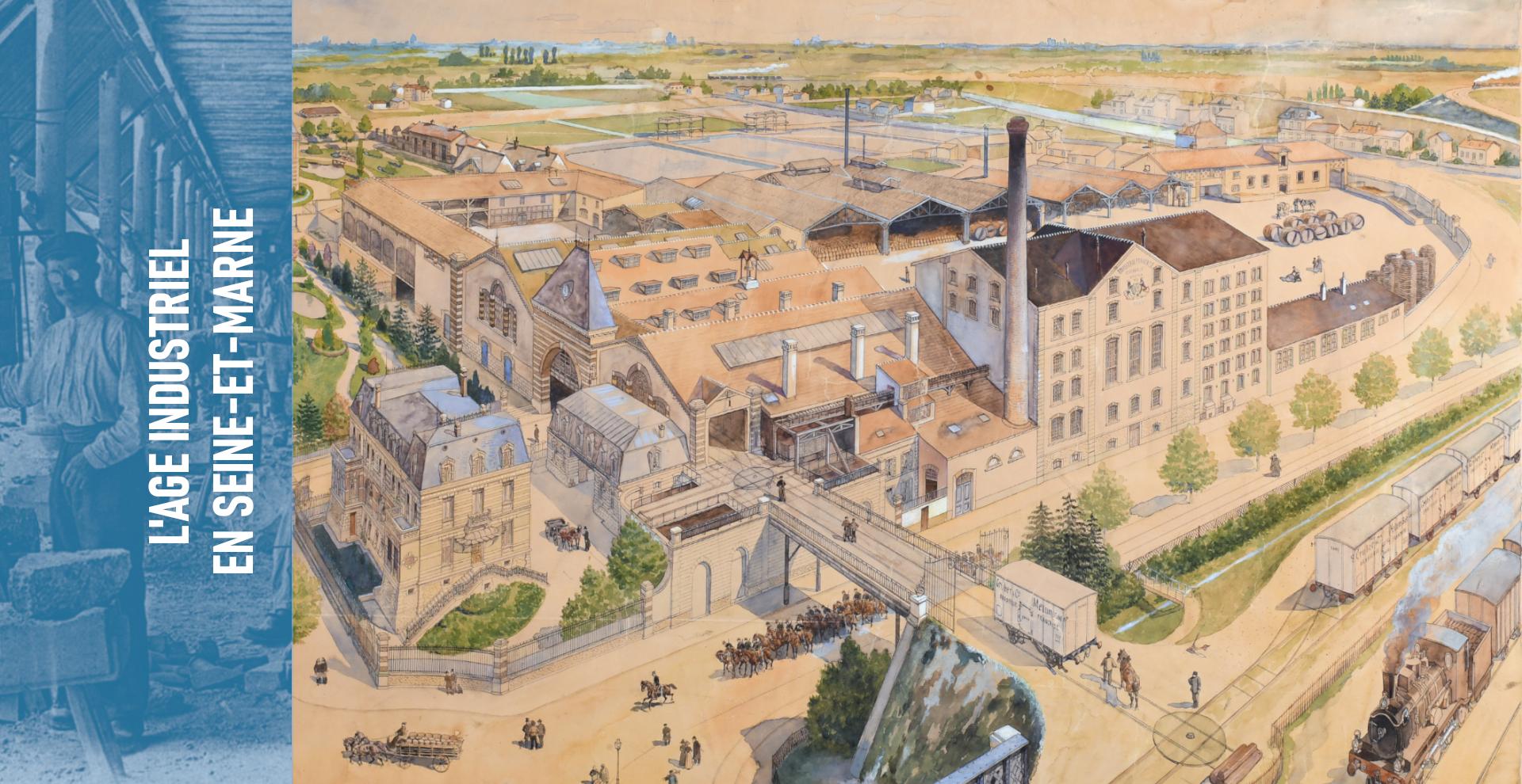 Vue de l'usine Gruber à Melun, et d'un ouvrier meulier à la Ferté-sous-Jouarre