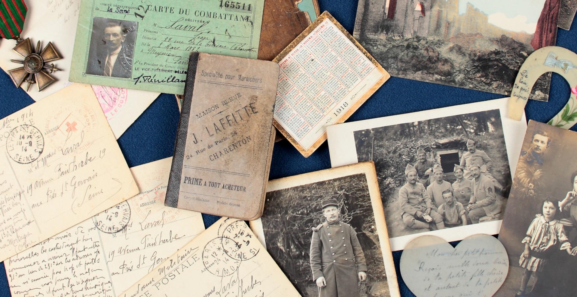 Pêle-mêle de documents familiaux de la Grande Guerre