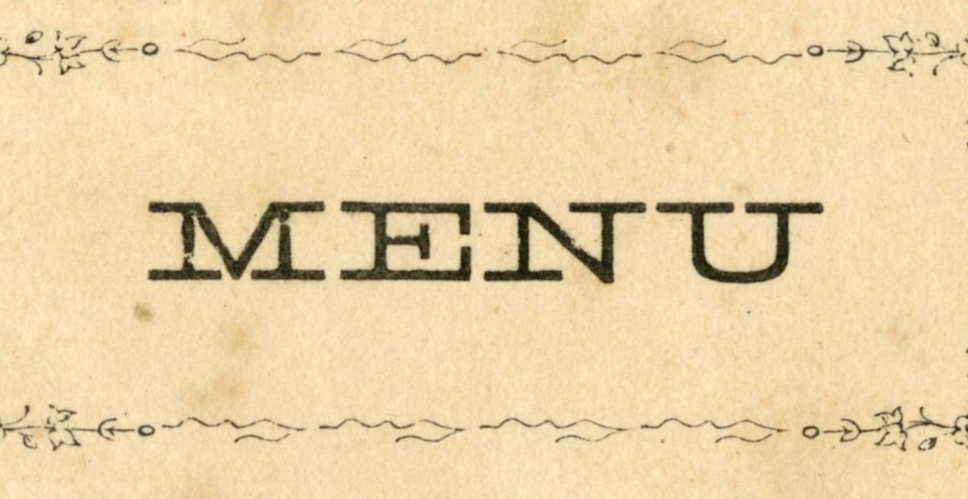 le mot menu est inscrit au centre et encadré d'une couronne végétale