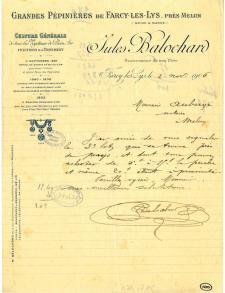 Lettre manuscrite de Jules Balochard.