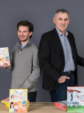 Photographie de Blaise Casevitz et Nicolas Quénu, co-fondateurs des Editions du Sabot Rouge
