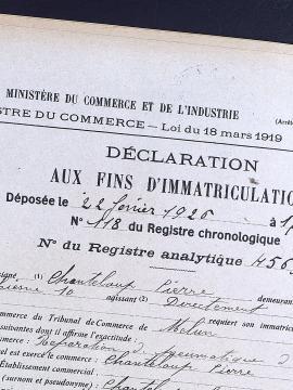 Déclaration au registre du commerce