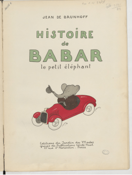 Couverture de la première édition de l'Histoire de Babar