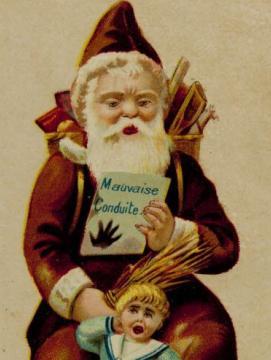Le Père Noël corrigeant un enfant