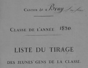 Extrait de la page de garde d'un registre de tirage au sort