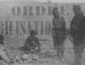 Soldats marocains durant la bataille de la Marne, filigrane de l'affiche de Mobilisation, 1914