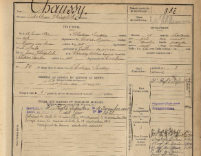 Fiche matricule d'Arthur Chaussy (FRAD77, 1R1258)
