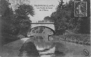 Carte postale intitulée "Trilbardou - Les bords du canal de l'Ourcq".