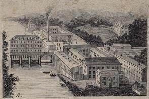 Gravure de l’usine Menier à Noisiel, 1875.