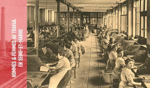 Vue des ouvrières de l'usine Menier et de la sucrerie de Coulommiers
