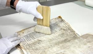 Vue du dépoussiérage d'un document