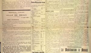 Le Publicateur de l'arrondissement de Meaux, mardi 4 août 1914 