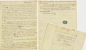 Lettre autographe signée de La Fayette à Charels Pougens, membre de l'Institut national, 1805, 2 p. (AD77, 1225F30)