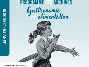 couverture programmation 2025 au centre une petite fille portant sous le bras deux baguettes et mangeant un croissant