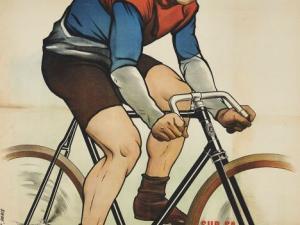 Affiche "Jacquelin sur sa bicyclette la Française" illustrée par Burty (1900)