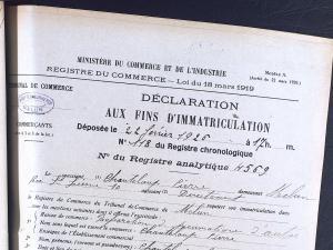 Déclaration au registre du commerce