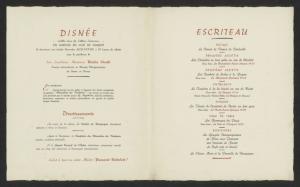 menu décrivant les services qui ont été servis lors d'un banquet au château du clos Vougeot