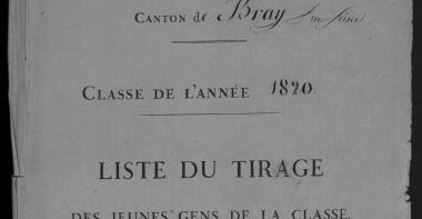Extrait de la page de garde d'un registre de tirage au sort