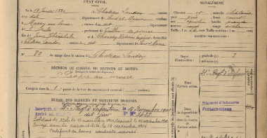 Fiche matricule d'Arthur Chaussy (FRAD77, 1R1258)