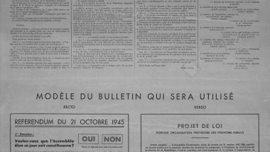 Affiche du référendum du 21 octobre 1945 (AD77, 17FI391)