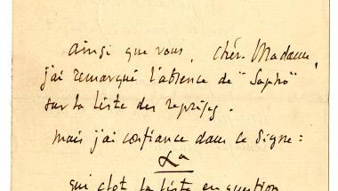 Lettre de Jules Massenet, page 1