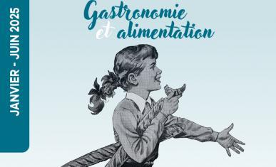 couverture programmation 2025 au centre une petite fille portant sous le bras deux baguettes et mangeant un croissant