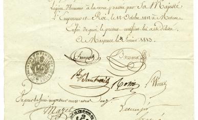 Lettre d’avis annonçant sa nomination en tant qu’officier de la Légion d’honneur à Monsieur Jacobé, Paris, 12 octobre 1812 (AD77, 316J158)