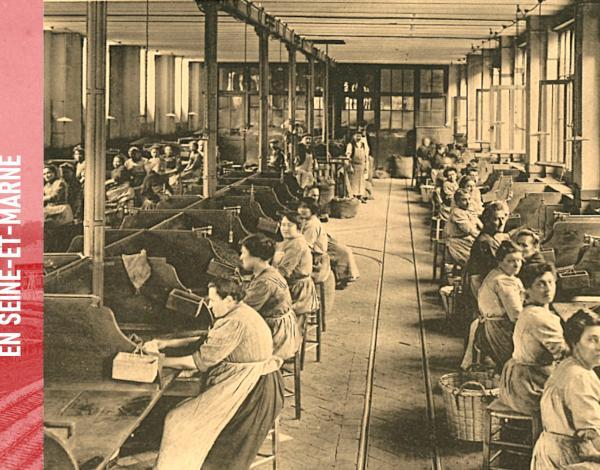 Vue des ouvrières de l'usine Menier et de la sucrerie de Coulommiers