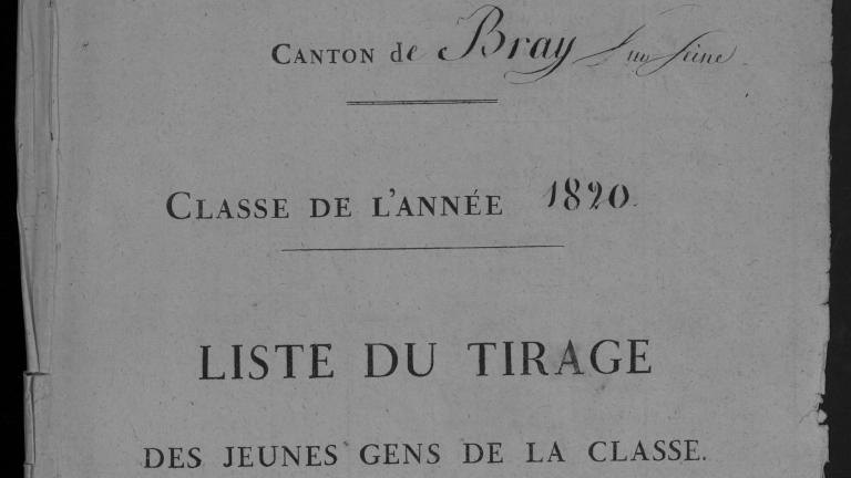 Extrait de la page de garde d'un registre de tirage au sort