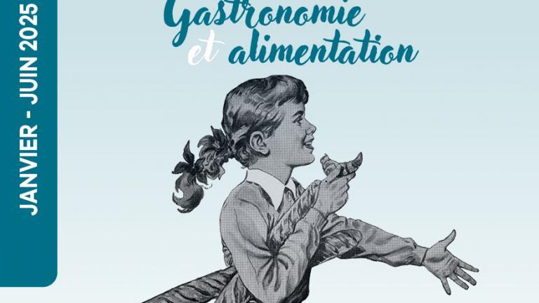couverture programmation 2025 au centre une petite fille portant sous le bras deux baguettes et mangeant un croissant