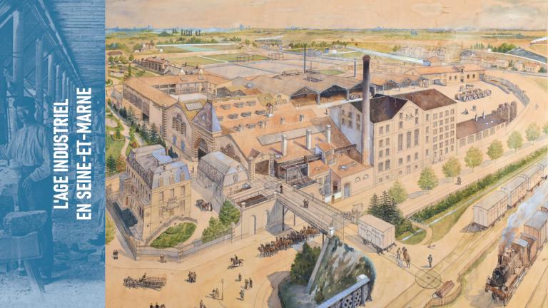 Vue de l'usine Gruber à Melun, et d'un ouvrier meulier à la Ferté-sous-Jouarre