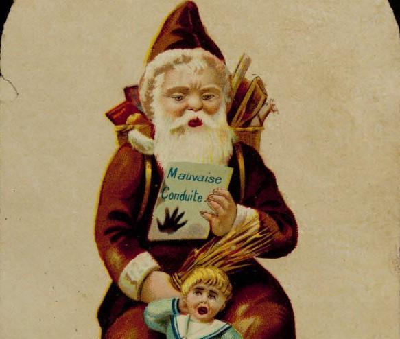 Le Père Noël corrigeant un enfant